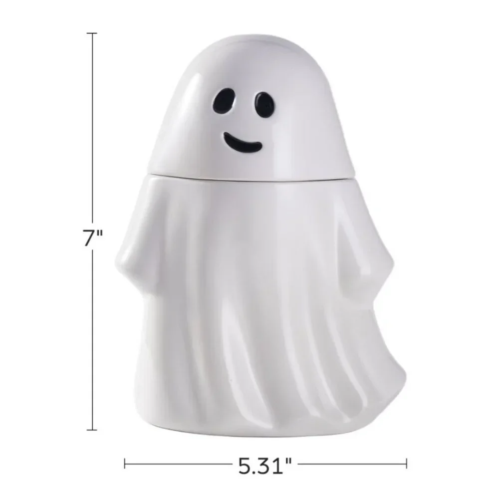 NEW Ceramic Ghost Cookie Jar Treat Food Storage Candy Kitchen Decor White Party